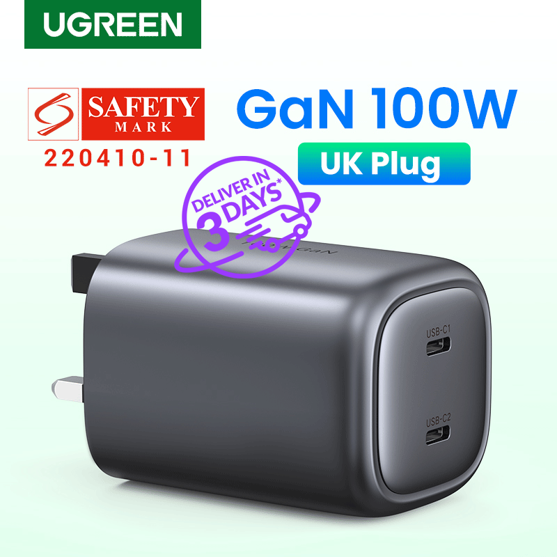 UGREEN 100W GaN 2-Port Fast Charger 2 Type C USB C Compatible for MacBook Pro/Air, Dell XPS, iPad Pro, Samsung S23 S22 Ultra, iPhone 14 13 Pro Max iPhone 14 Plus iPhone 12 11 Pro Max , Pixel, Xiaomi V