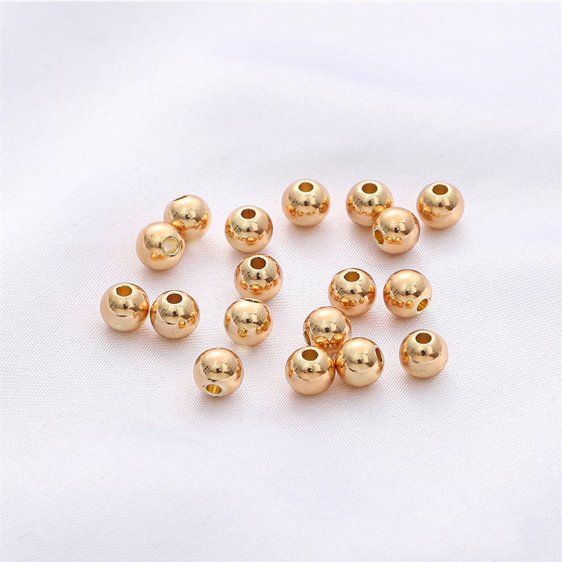 2/2.5/3/4/5/6mm High Quality Color Retention Brass Round Ball Spacer Beads with 14K/18K/Platinum/Silver/Rose Gold Plating For DIY Jewelry Finding Making Accessories