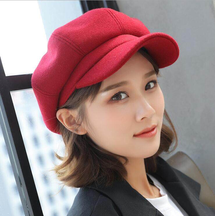 Autumn and Winter Ladies Wool Beret Outdoor Sports Warm Riding Hat Travel Ski Hat Painter Hat Newsboy Hat Hip Hop Hats
