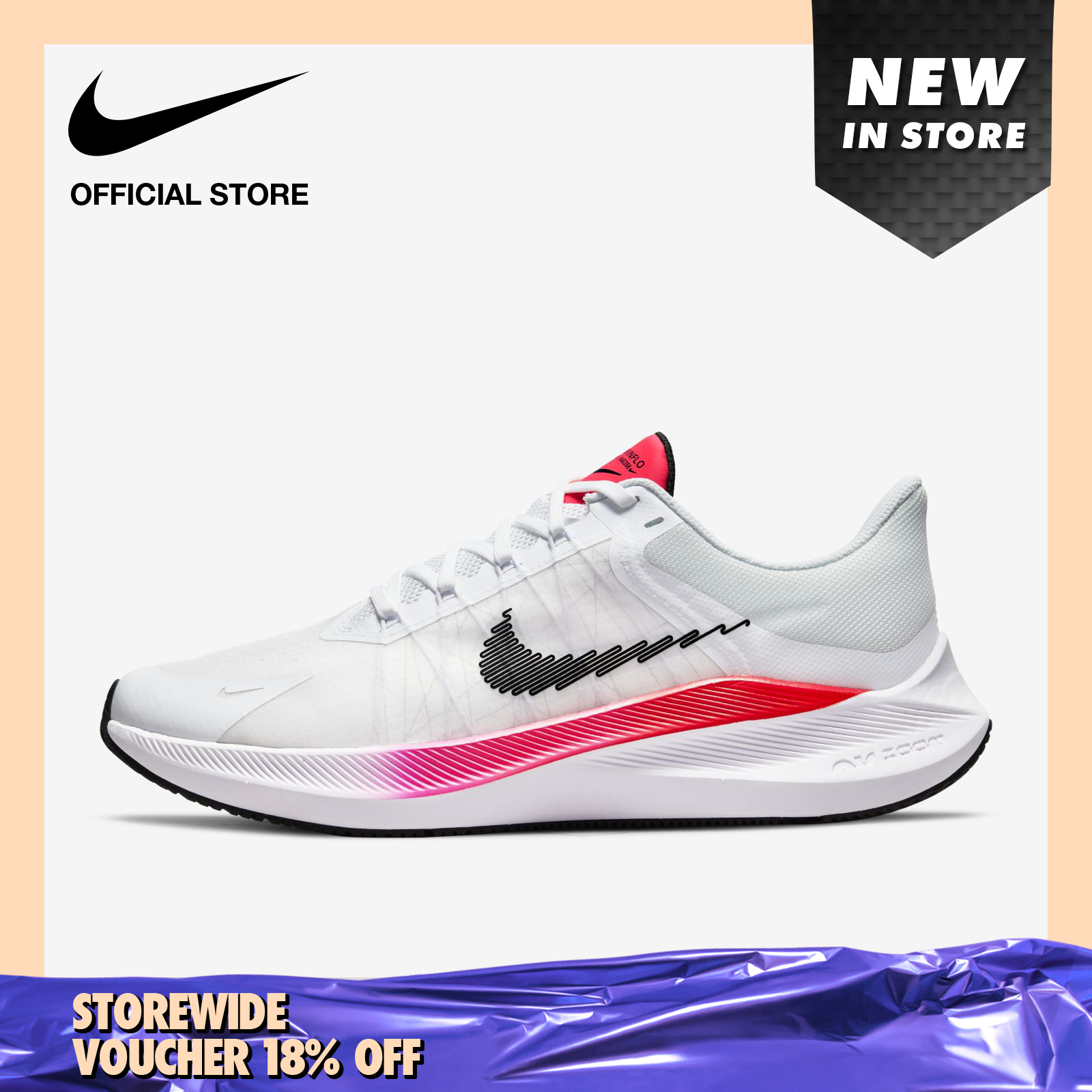 Nike Men's Zoom Winflo 8 Running Shoes - White
