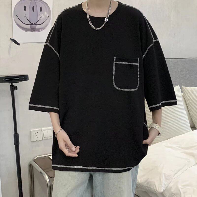 t shirt Men New Korean Style Oversize Plain Fashion Tops Loose Casual t-shirt