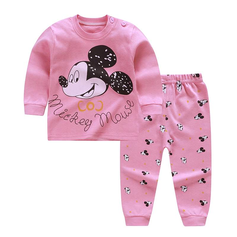 SLAIXIU Cotton Cartoon Pyjamas Kids Clothes Pink Cute Cat Printed Long Sleeve Shirt & Pants Two-piece Suit Pajamas Sets for Girls Kids Sleeping Clothes (0-5yrs)