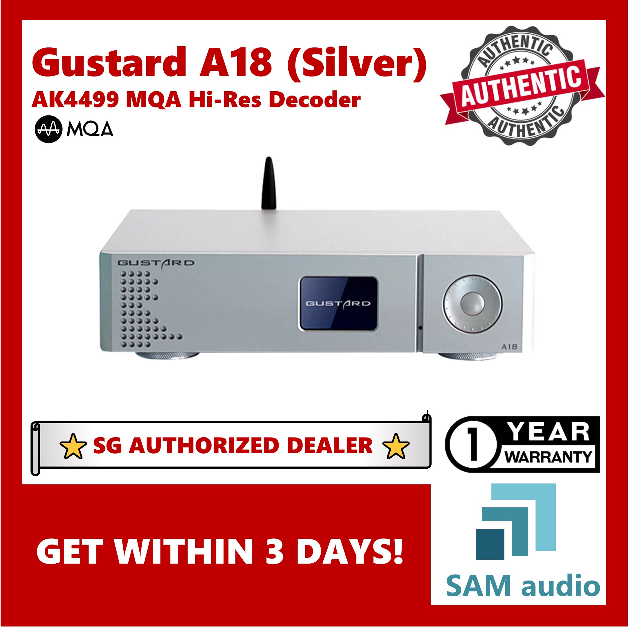[SG] GUSTARD A18, AK4499EQ DAC, MQA, Balanced High-Performance DSD512 768kHz Audio Decoder, Hifi Audio