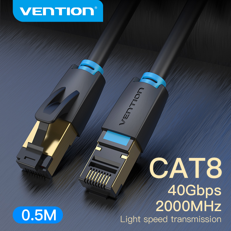 Vention Cat 8 Ethernet Cable SFTP 40Gbps Super Speed RJ45 Cat 8 Network Cable Gold Plated Connector For Laptop Router Modem CAT 8 Lan Cable 0.5m 1m 1.5m 2m 3m 5m 8m 10m 15m 20m 30m rj45 Cat 8 internet