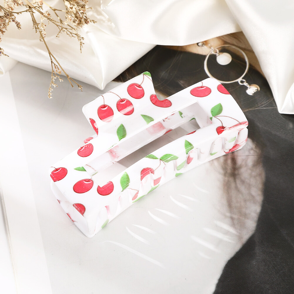 1pc Korean New Hair Clip10.5cm Printed Plastic Rectangular Grab Clip Hairpin Fashion Fresh Ladies Shark Clip Headwear