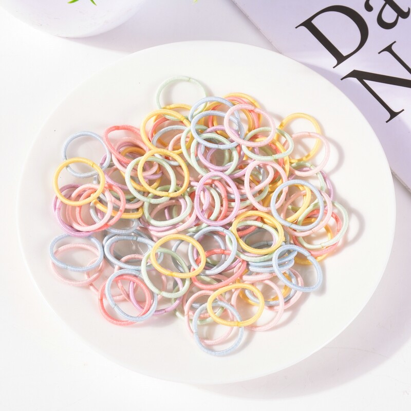 MJartoria 100pcs Kids Hair Bands Colorful Hair Scrunchies Elastic Thumb Hair Rope Little Girls Hair Accessories