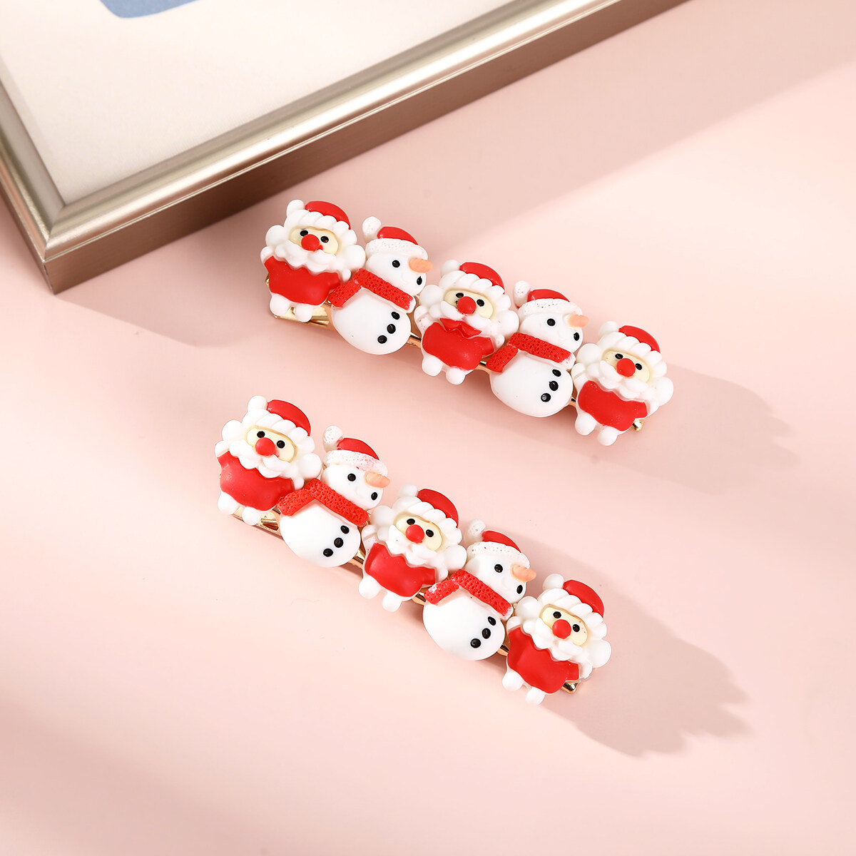 2pcs Cute Handmade Hair Clip Santa Claus Snowman Pentagram Lucky Bag Word Female Hairpin Hair Accessories