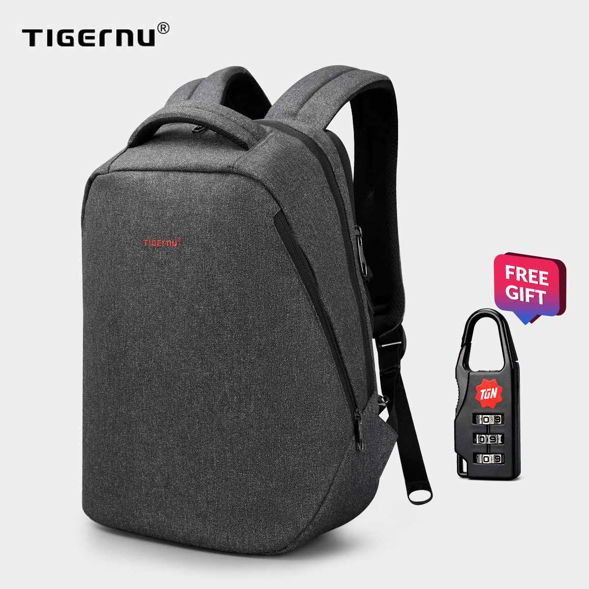 Tigernu Classic Light Weight Backpack for 12-17inches Laptop With External USB Charging Port3164(black grey) - intl