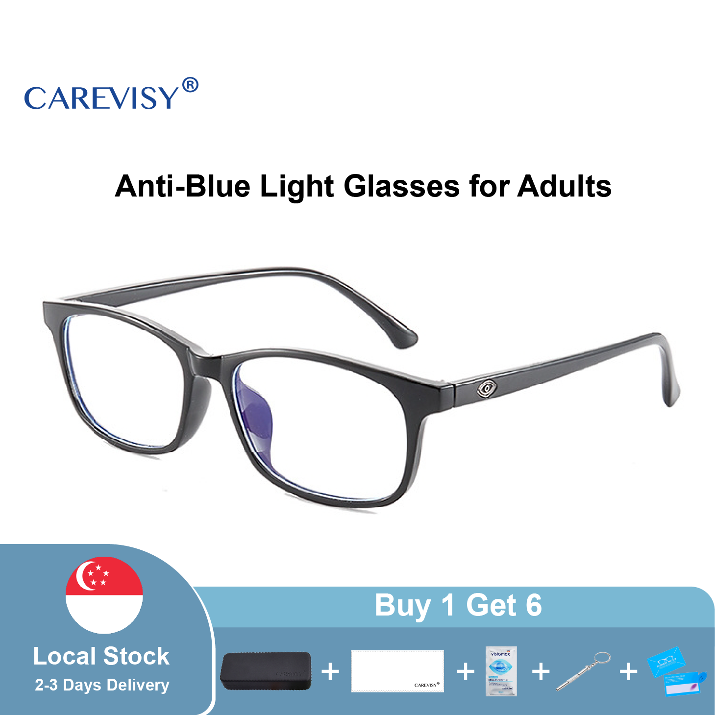 CAREVISY Classic Anti Blue Light Glasses Computer Glasses Spectacles Anti Radiation Anti Eye Fatigue PC Gaming Eyeglasses for Adults Men Women C6012