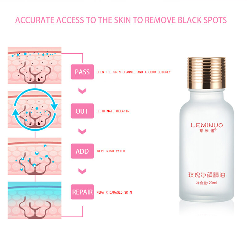 Rose pure facial essential oil freckles and black spots Whitening Removes mole Dark Spots Blemishes Whitening Moisturizer Vitamin E Serum 20ml
