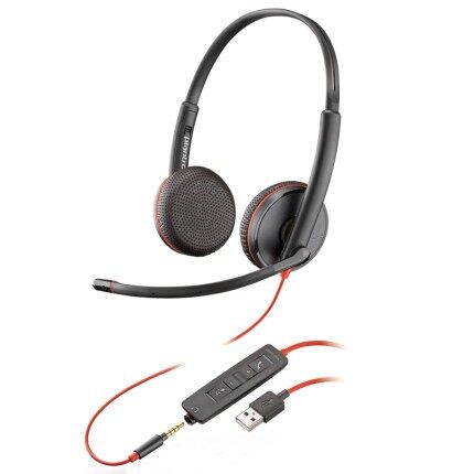 Plantronics Blackwire C3225 Wired Noise Reduction Headset USB/3.5MM/USB-C Interface Wired Headphone