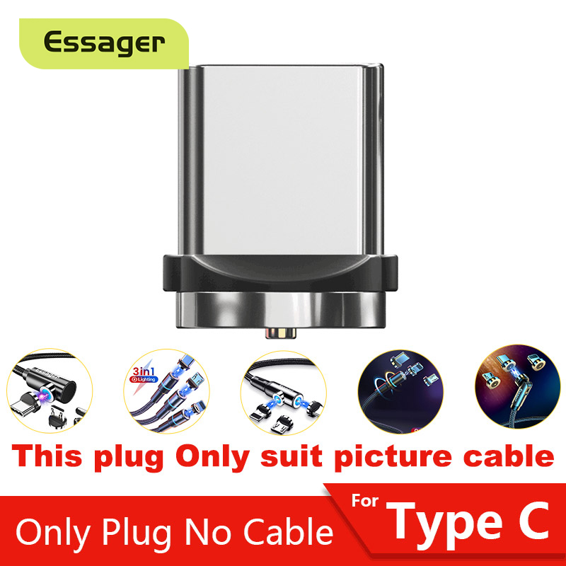 Essager Magnetic Round 360° Plug No cable - Micro USB Plug / Type C Plug / Compatible with Iphone Plug ( Only Plug )