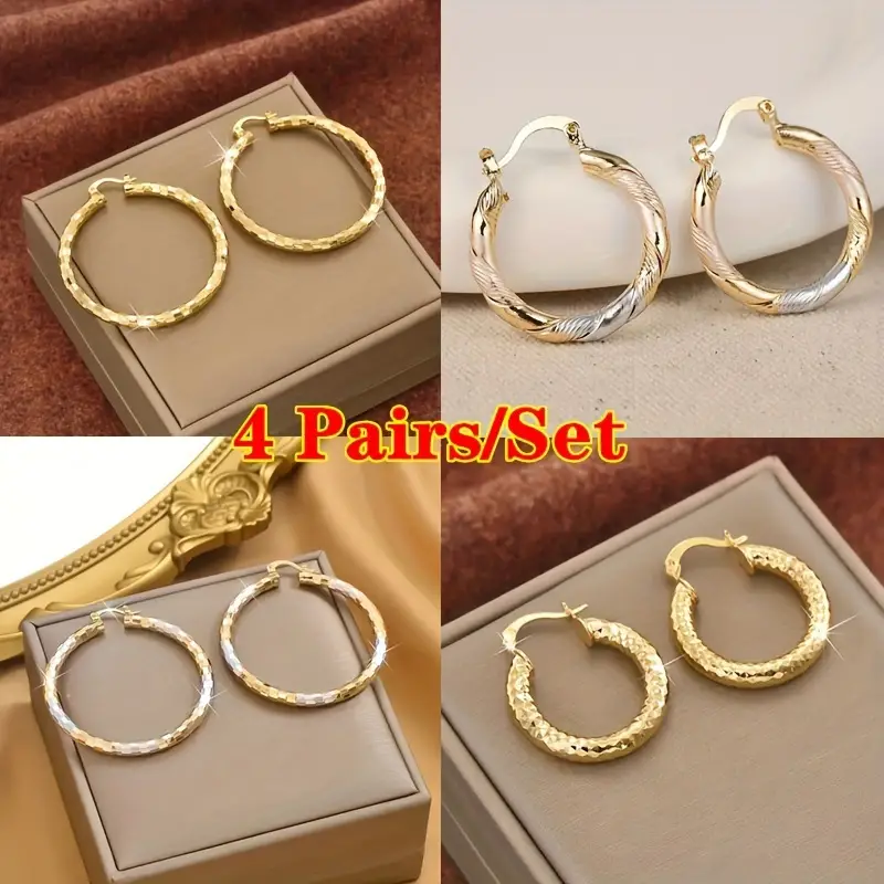 14K Gold Plated Copper Round Hoop Earrings