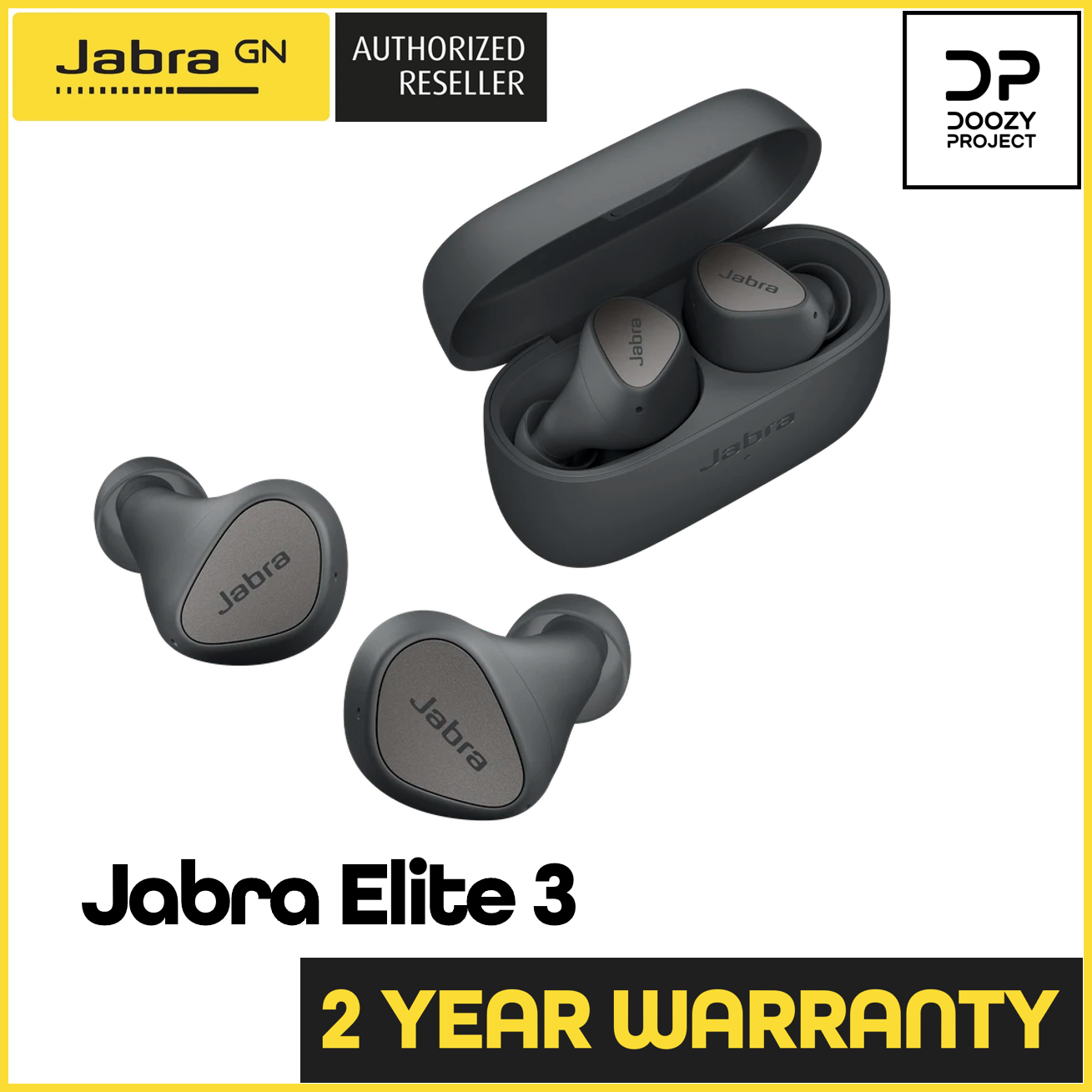 Jabra Elite 3 – Noise Isolating Bluetooth Headphones with Long Battery Life for True Wireless Calls and Music (2 Year Official Warranty)
