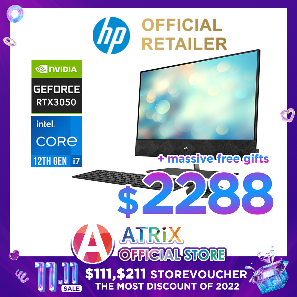 【Preorder】HP All-in-One 27-ca1010d | 27inch QHD (1920 x 1080) IPS Touch | Intel Core i7-12700T | 16GB DDR4-3200 | 1TB SSD | NVIDIA® GeForce® MX450 Graphics | Win11 Home | 3Y HP Onsite Warranty | Bundl