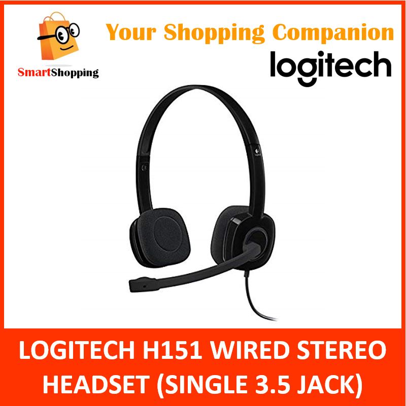 Logitech Headset H151 Stereo Sound Single 3.5mm Jack with in-line controls (981-000587) 1 Year SG Warranty H 151 Head Set Head-Set