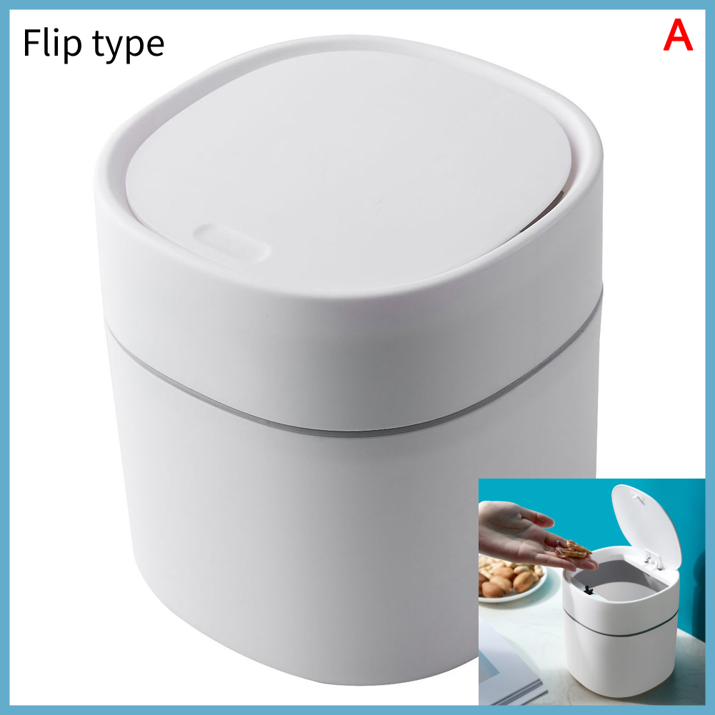 Mini Trash Can Desktop Trash Bin with Lid Small Tiny Countertop Garbage Bin for Office Home