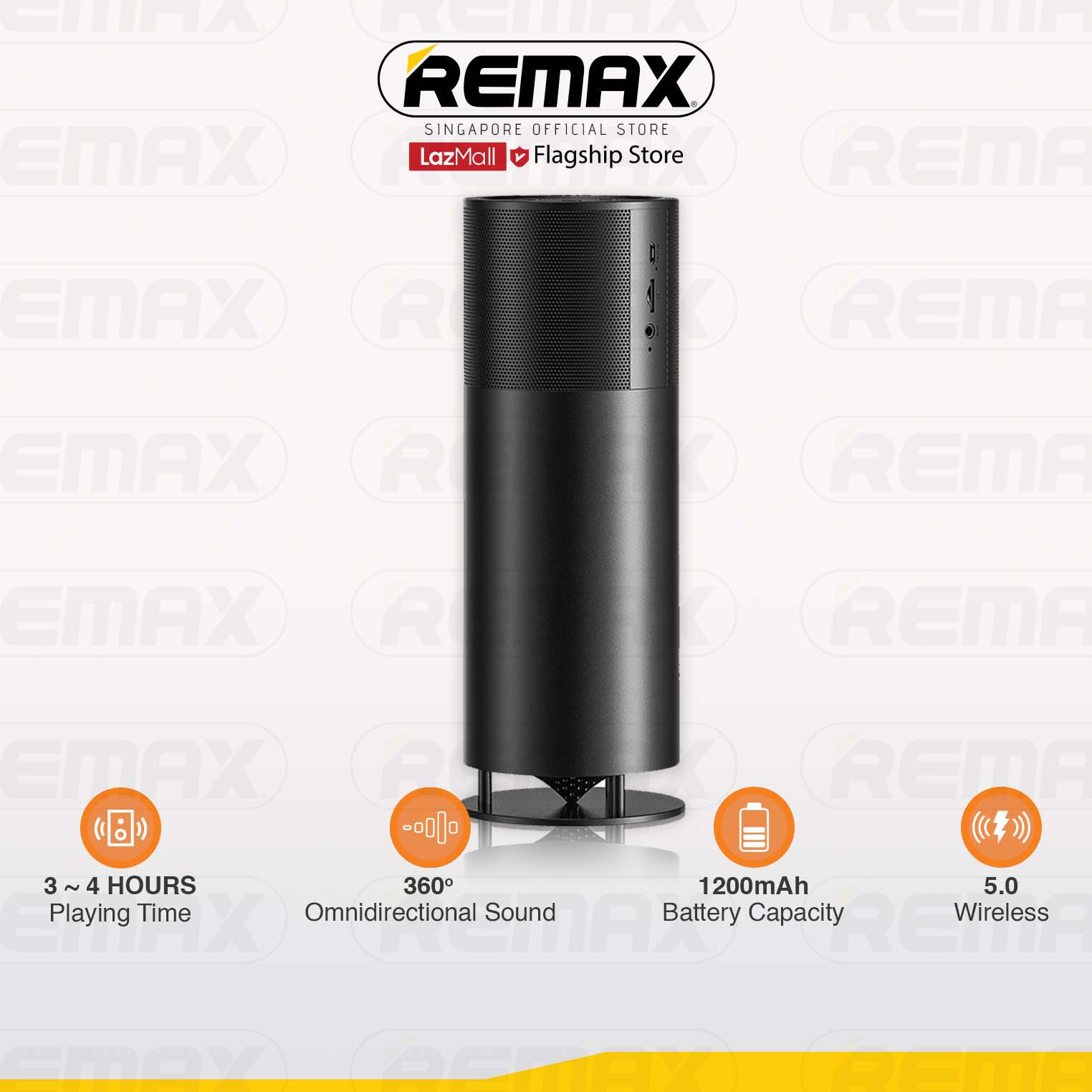 [Remax Audio] RB-M46 Famous Desktop Bluetooth Speaker with 1200mAh Battery Capacity Up to 72hrs Standby Time Supports AUX TF Card FM Radio