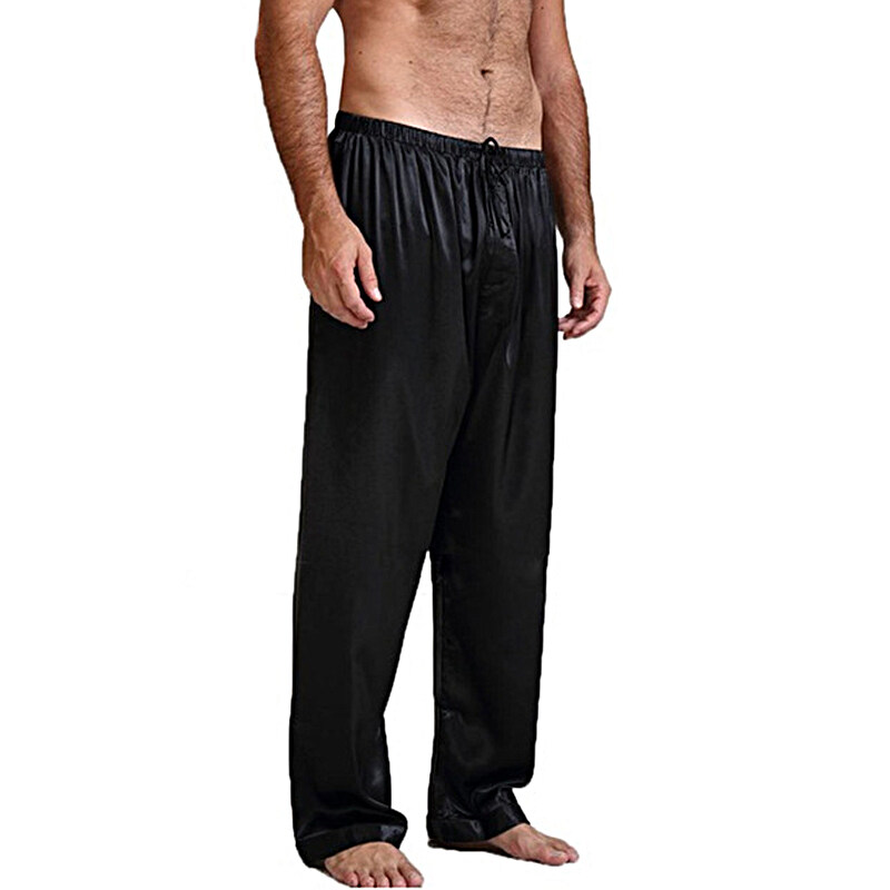 iwmh Mens Loose Pyjamas Lounge Pants Silk Satin Trousers Sleepwear Comfortable Soft Casual