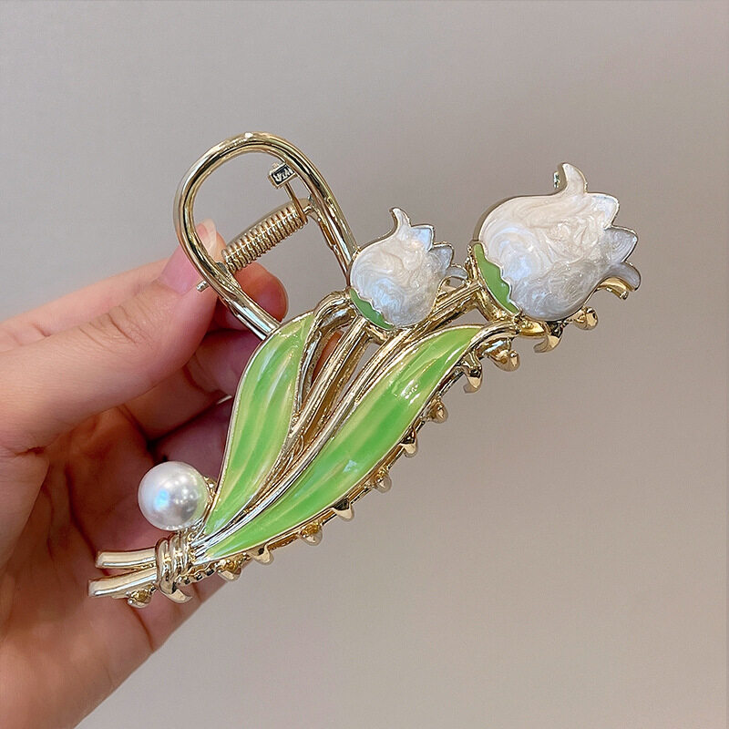 1pc Korean Lily of The Valley Flower Hair Clip Fashion Pearl Hairpin Claw Women Hair Accessories