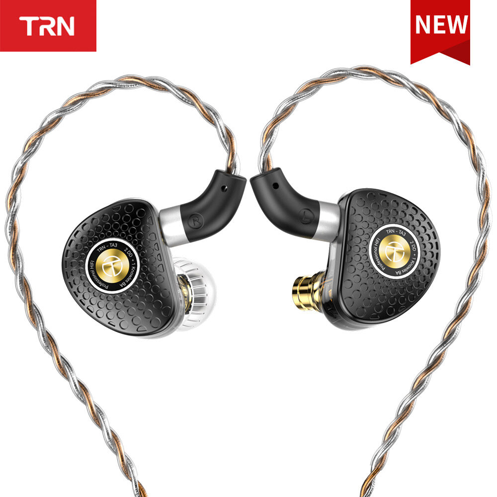 NEW TRN TA3 2DD+1BA Knowles Hybrid Earphone HIFI Dynamic In-ear headphone 4 Core Pure Silver Plated Replaceable Cable For MT4