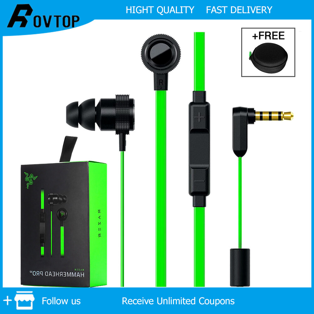 Rovtop Gaming Headset Earbuds Earphone 3.5mm Wired Earphone Gaming With Microphone Speaker Bass Razer Hammerhead V2 Pro Earpod Headphone Gaming for Huawei Xiaomi Realme Samsung OPPO VIVO
