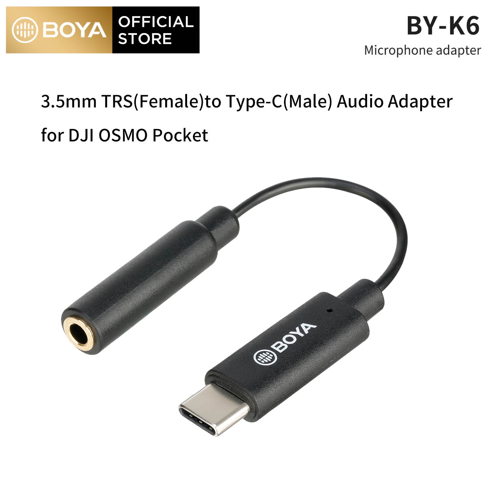BOYA BY-K6 3.5mm TRS Female to Type-C Male Audio Adapter for DJI OSMO POCKET