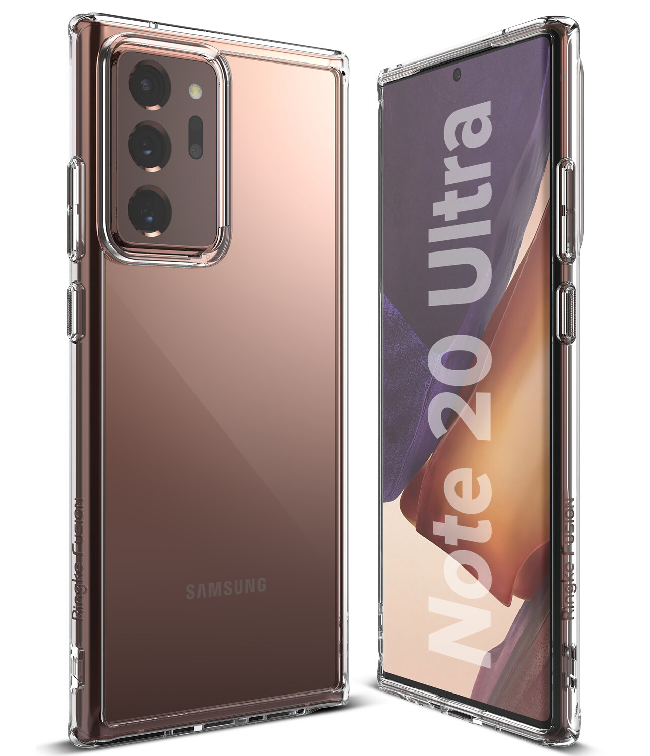 Ringke [FUSION] for Galaxy Note 20 Ultra Case, Hard Clear PC Back [Military Drop Defense] Lightweight Upgraded Transparent TPU Bumper Cover with Wrist Strap