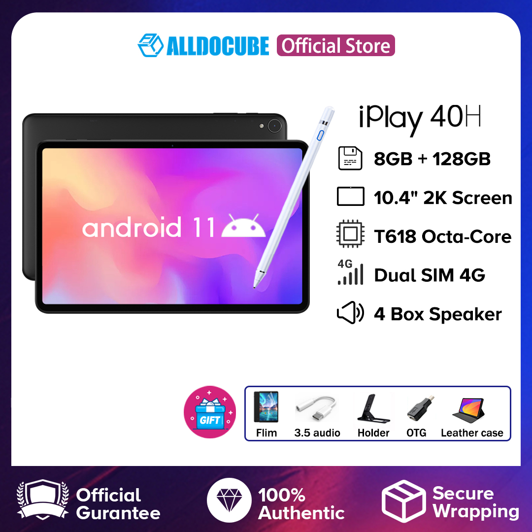 Alldocube iPlay 40H Tablet Android 11 8GB RAM 128GB ROM 10.4” 2000x1200 2K Screen Unisoc T618 Processor Dual 4G SIM Dual-band Wi-Fi