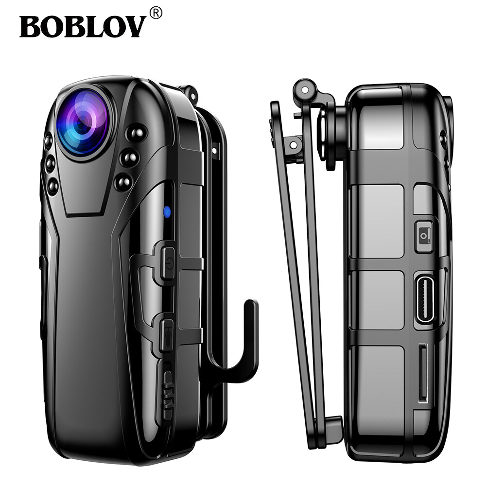 BOBLOV L02 Mini Body Camera, 1080P Night Vision IR Video Camcorder Audio Recorder Indoor Outdoor Security Mini IP Camera 125 Wide Degree