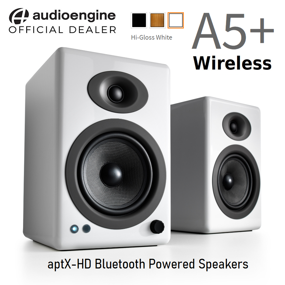 Audioengine A5+ Wireless aptX-HD Bluetooth 5.0 Stereo Desktop Bookshelf Speakers