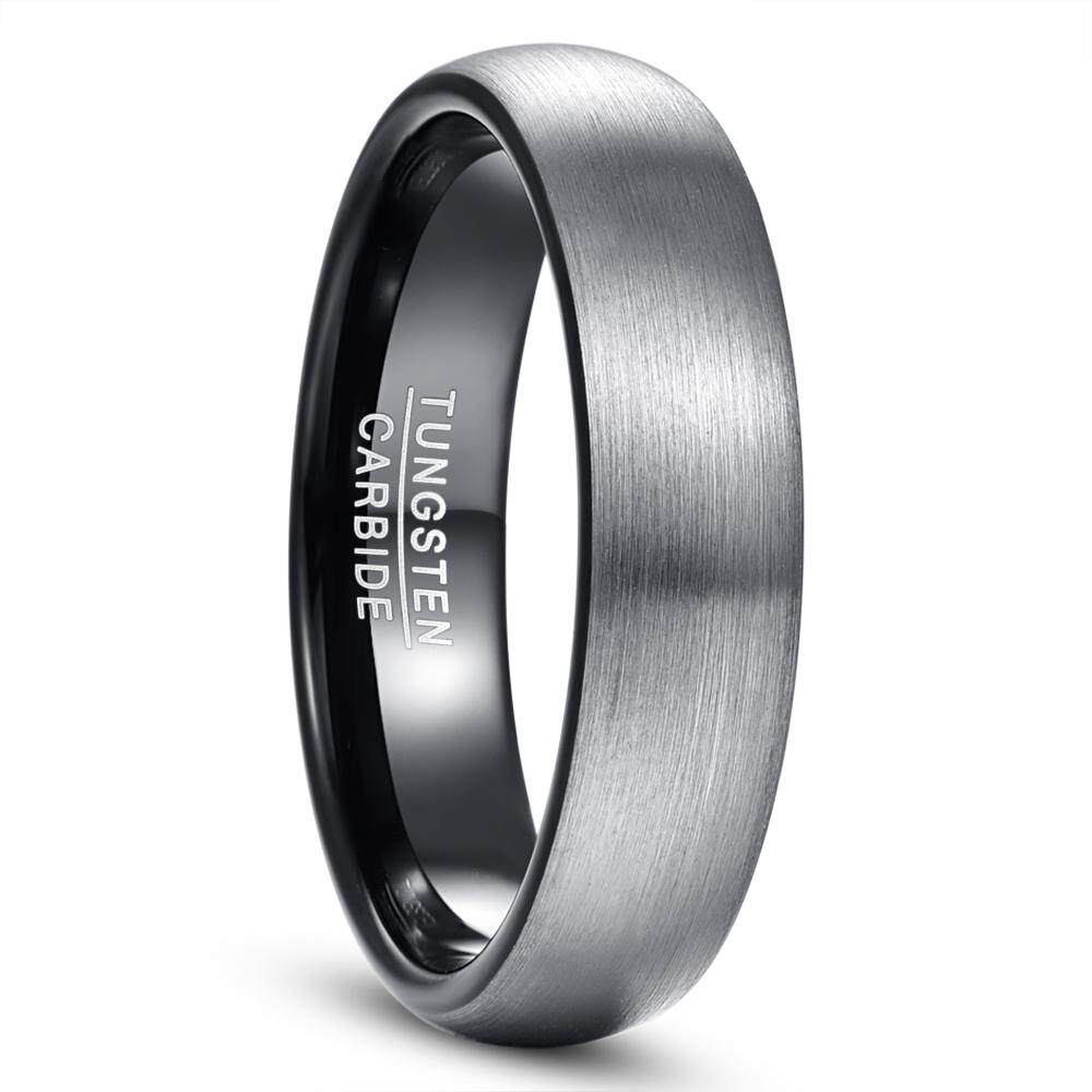 4mm 6mm Duo Tone Tungsten Carbide Rings for Men Women Brushed Finish Couple Wedding Band Sets Comfort Fit Size 7-14