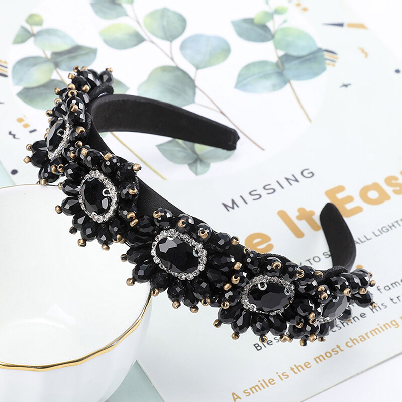 High Quality Crystal Woman Exquisite Rhinestone Hair Hoop Noble Luxury Colorful Gem Hair Headband Hoop Accessories