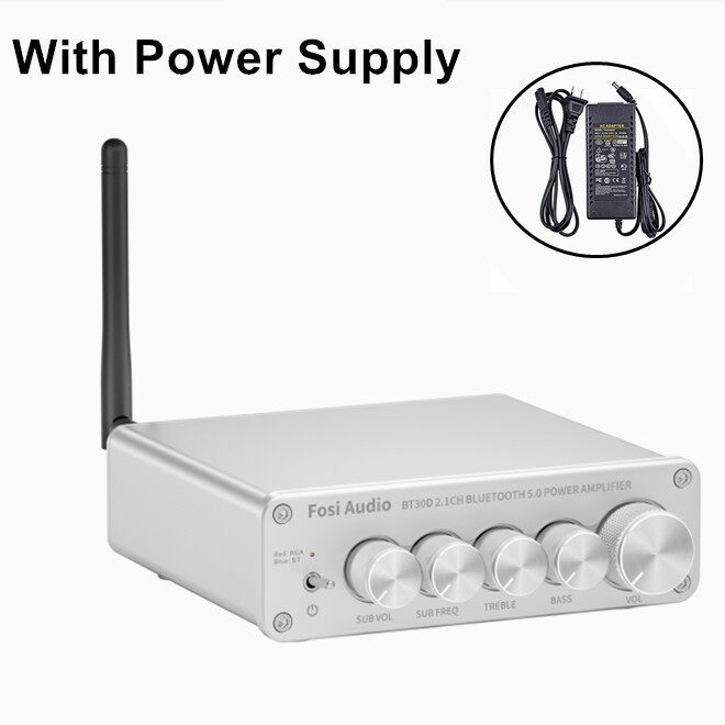 2020 Newest Fosi Audio BT30D Bluetooth Sound Power Amplifier 2.1 Channel Bass & Treble Control Amp Audio Subwoofer 100W + 50W x2 Amp With 24V Power Supply