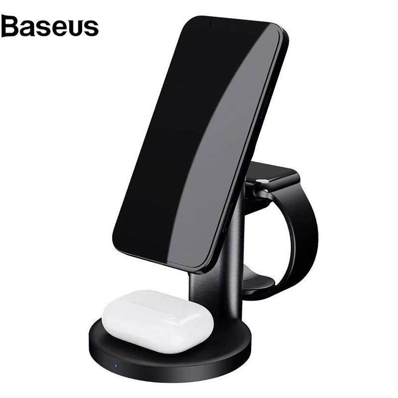 Baseus S36 3-in-1 15W Magnetic Wireless Charger Desktop Fast Charging Stand for iPhone 12 Series iWatch AirPods