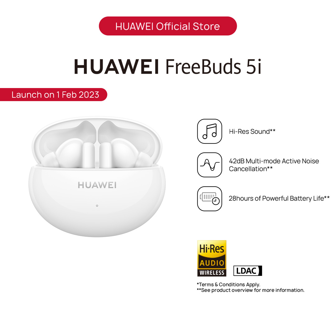 HUAWEI FreeBuds 5i Wireless Earphone | TWS Bluetooth Earbuds | Hi-Res Sound | 42dB Multi-mode Active Noise Cancellation | 28 hr Battery Life