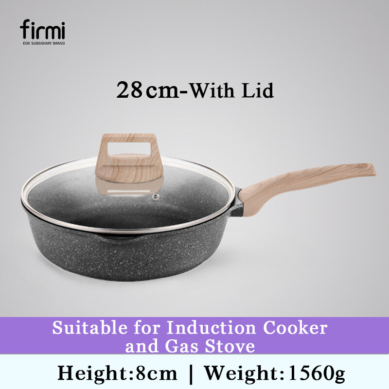 EOX Deep Frying Pan cookware Wok Non-Stick pan Skillet 24/28cm with lid Maifan Stone Suitable All Stove