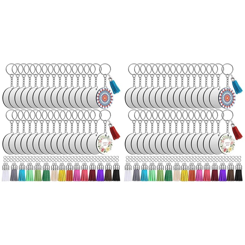 300PCS Sublimation Blanks Keychains Bulk, Keychains Ornament Set for Crafts, Jewelry Making