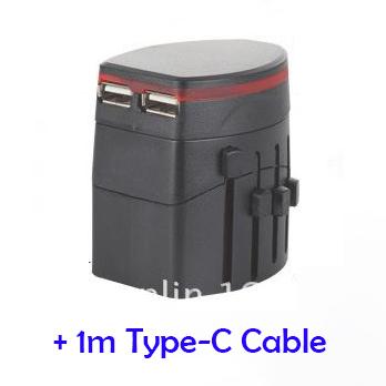 Multifunction International Travel Adapter Plug + 02 USB Ports (US / UK / EU / Asia / International)
