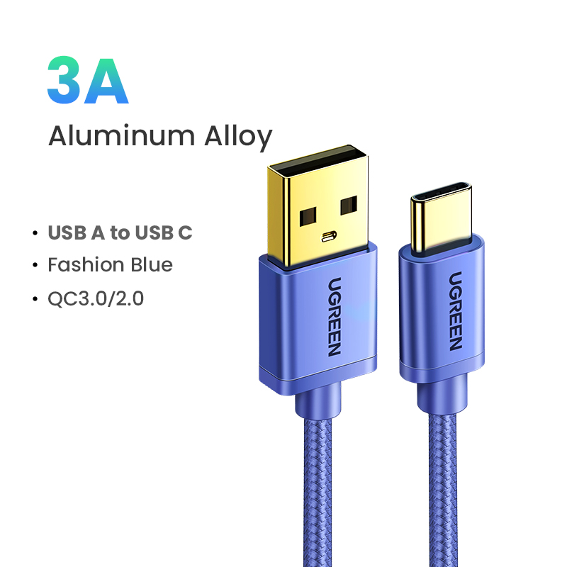 UGREEN 2m 3A USB C Cable  Type C Charger Fast Charging QC3.0 USB A to C Cable  Type C Cord for Samsung Galaxy S9 S10 Note 8, LG V50, Pixel, PS5-Blue