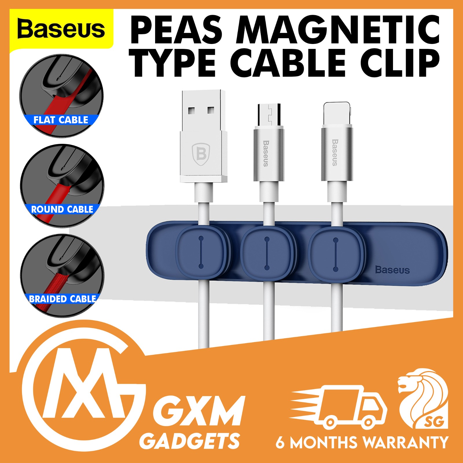 Baseus Peas Cable Clip Magnetic Desktop Cable Organizer Multiple Cable Clip Silicone Cable Winder Table Home Office Organizer