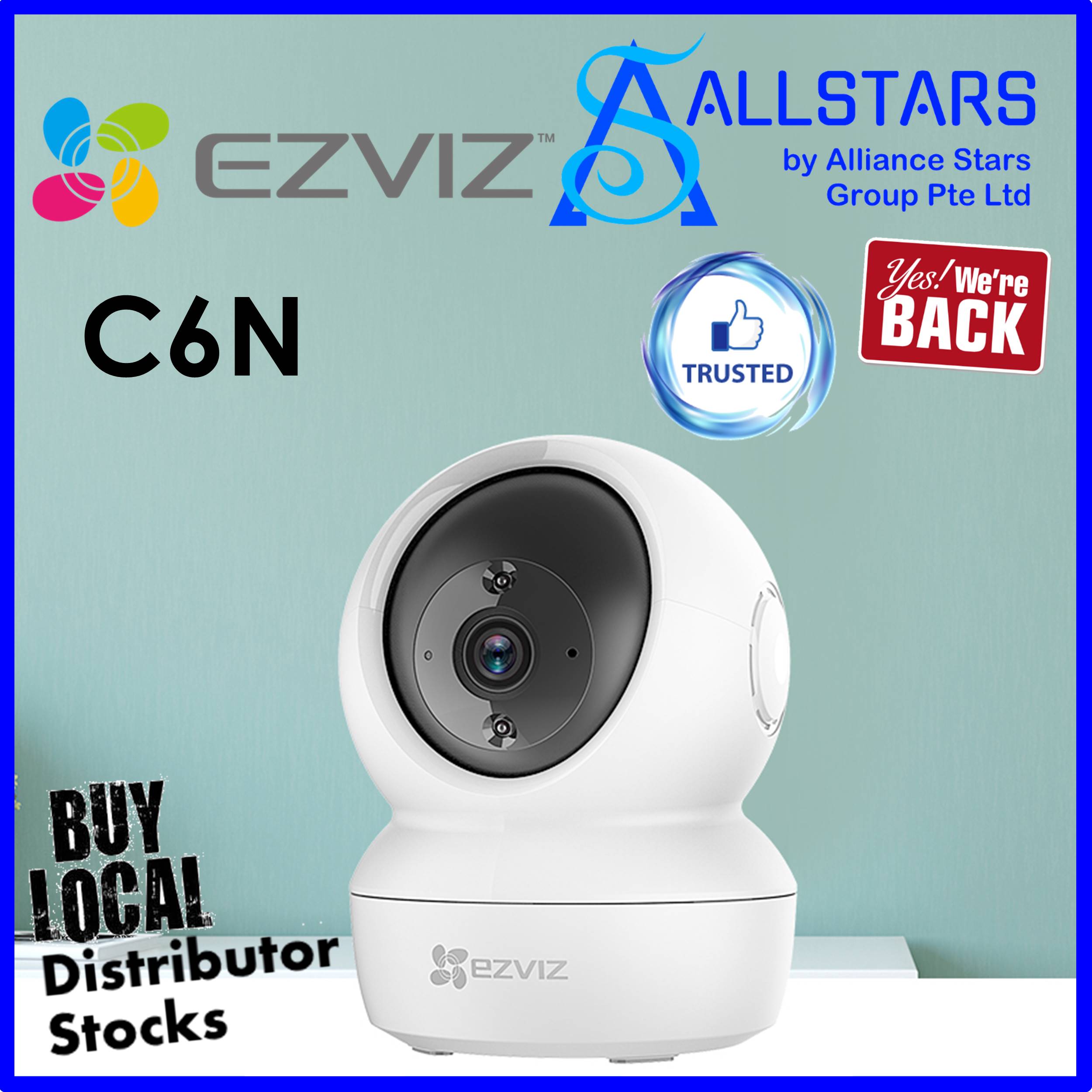 (ALLSTARS : We Are Back Promo) EZVIZ C6N Smart Home Camera Wireless IPCAM / 2MP, 1080P / Pan, Tilt, 2.4GHz, 2-way talk, motion detection, night vision (CS-C6N) (Warranty 1year with Spectra Infotech)