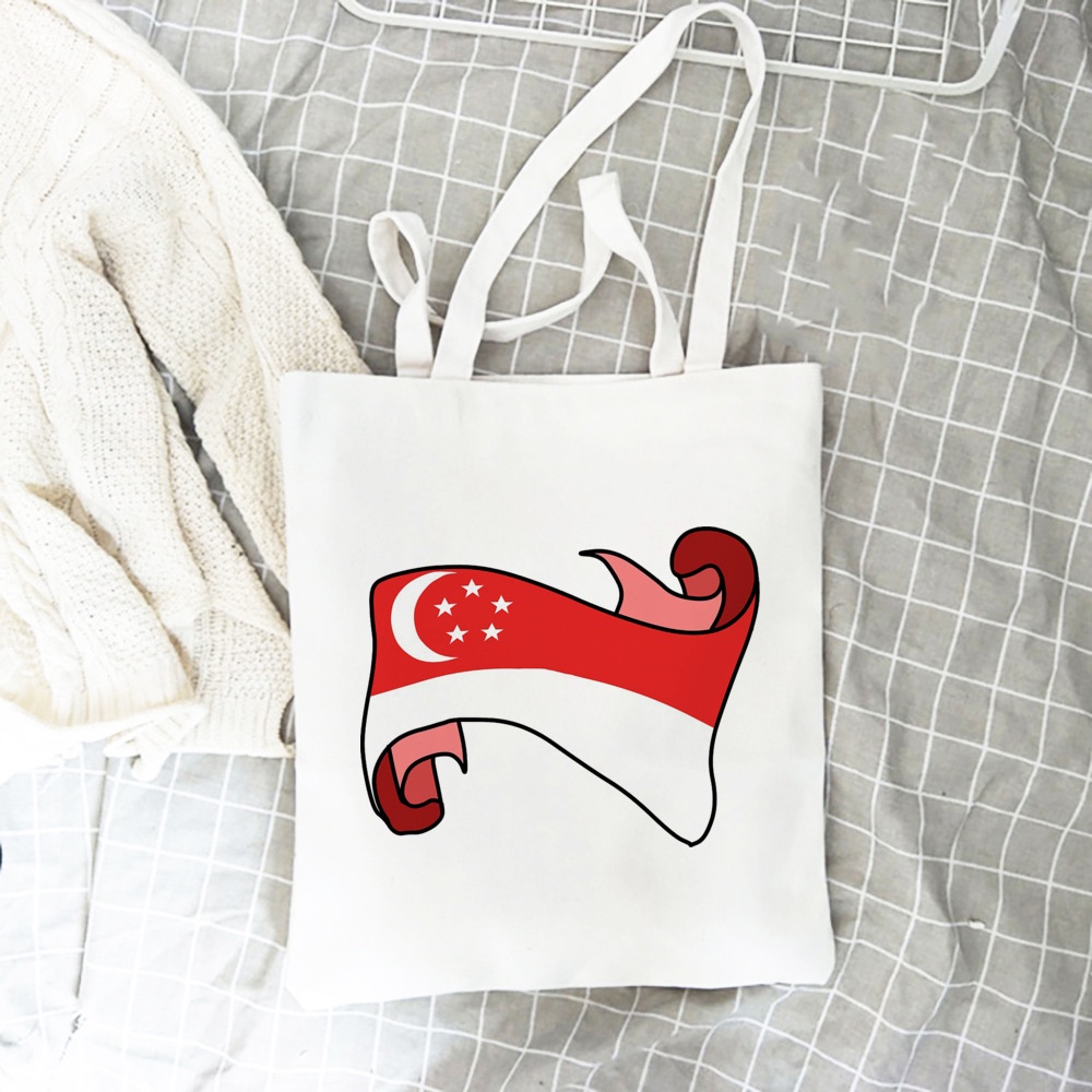 Patriotic Shoulder Bag Tote Bag Fashion Large Capacity I Love SG Totes Singapore Lion City Print Singapore National Day Bags