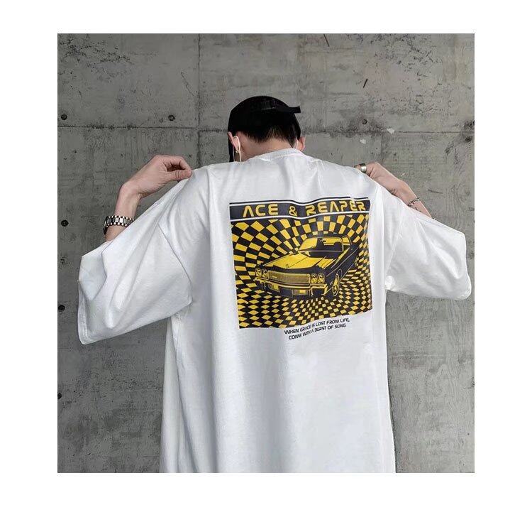 t shirt Men Cotton Korean Style Oversize Short Sleeve Figure Print Fashion Tops Loose Casual t-shirt