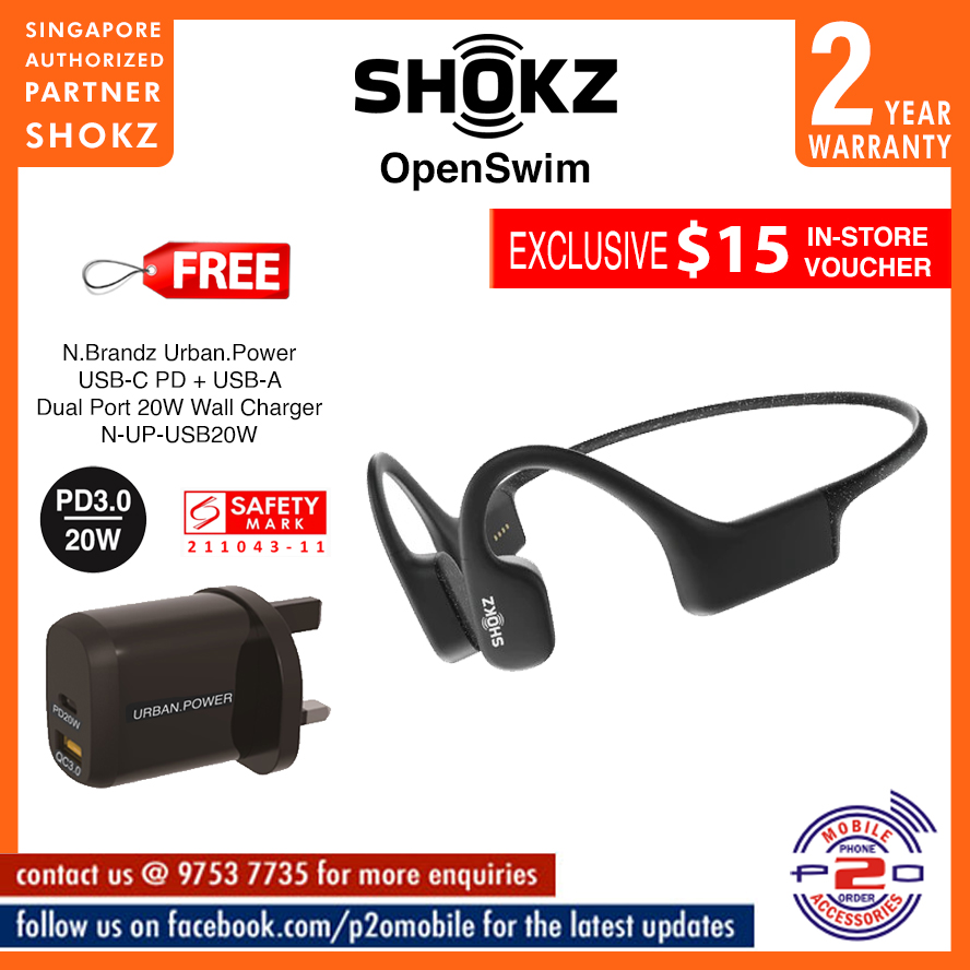 Shokz OpenSwim (formerly AfterShokz Xtrainerz) Open-Ear WaterProof Bone Conduction MP3 Swimming Headphones with 4GB memory [No Bluetooth connectivity]
