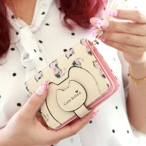 ZePo Korean Short Wallet Cut Cute Mini Coin Purse Girl Card Holder Zipper Ladies Wallet Buckle Wallet For Women