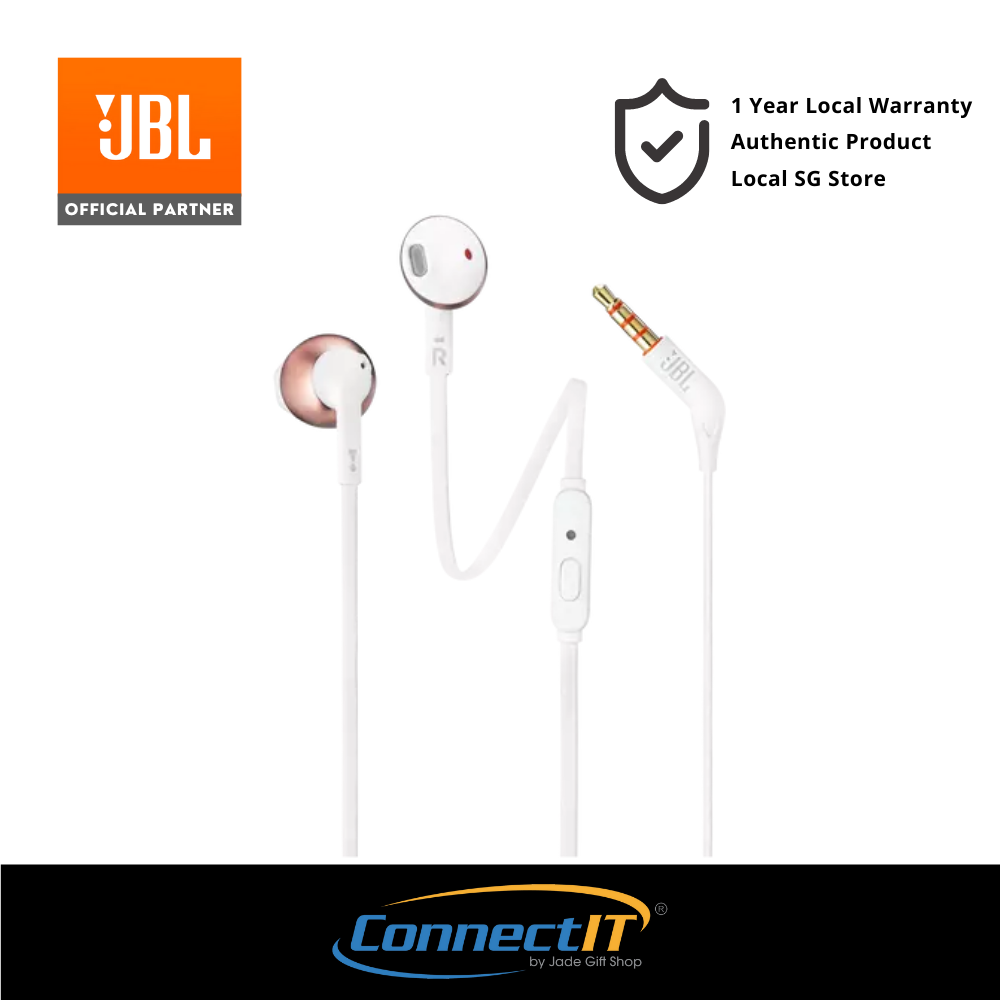 JBL Tune 205 Wired On-Ear Earbud Headphones Tangle-Free Flat Cable 1-Button Remote With Mic (1 Year Local Warranty)