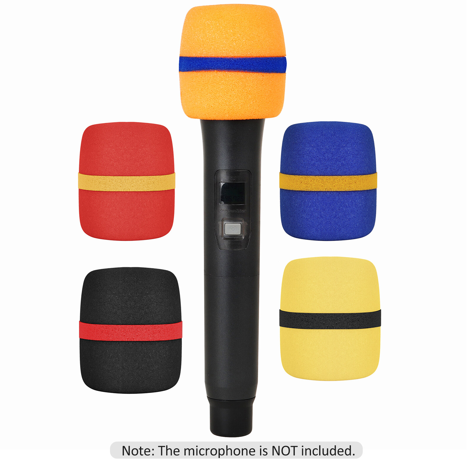 5 Pack Thick Foam Mic Cover Handheld Microphone Windscreen Colorful Microphone Sponge Cover for Karaoke DJ Stage Performance