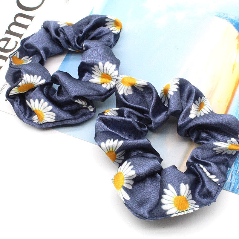 FAITOLAGI fashion Women Daisy Printed hair rings Silk Stain Korean style Elastic Scrunchie
