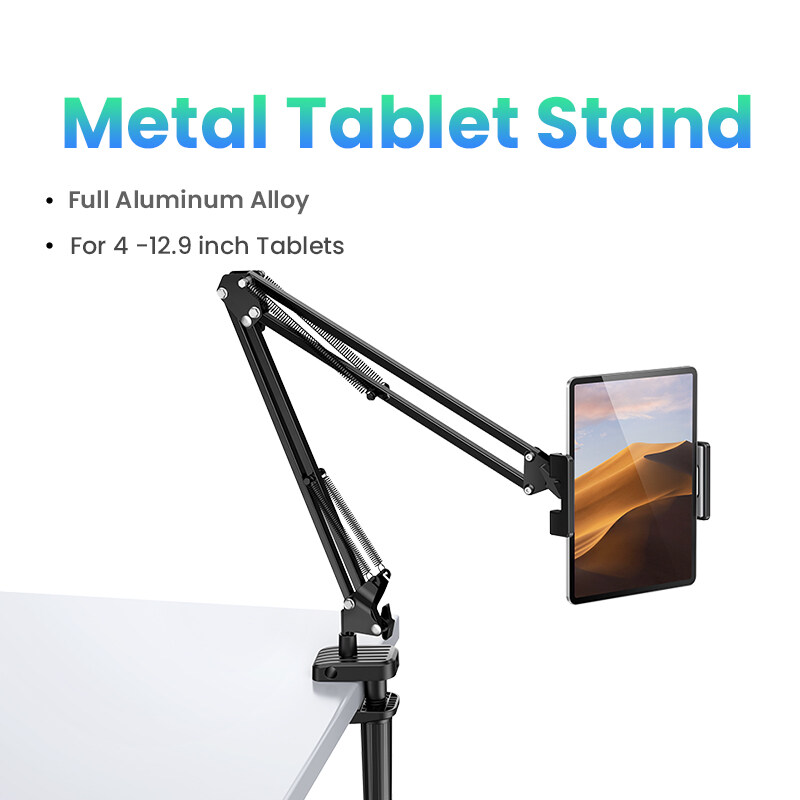 UGREEN Tablet Mount Lazy Holder for 4"-12.9" Devices Adjustable Long Arm Clamp for iPad Air Pro Mini, Redmi Note 10, iPhone 12 Pro Max, Samsung Galaxy S20, Note 20, Nintendo Switch, Max 12.9 Inch Cell
